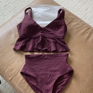 SPANX Deep Plum Two-Piece  Swim Set